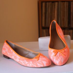 J CREW Orange Lace Overlay Ballet Flat Skimmers Sz 7